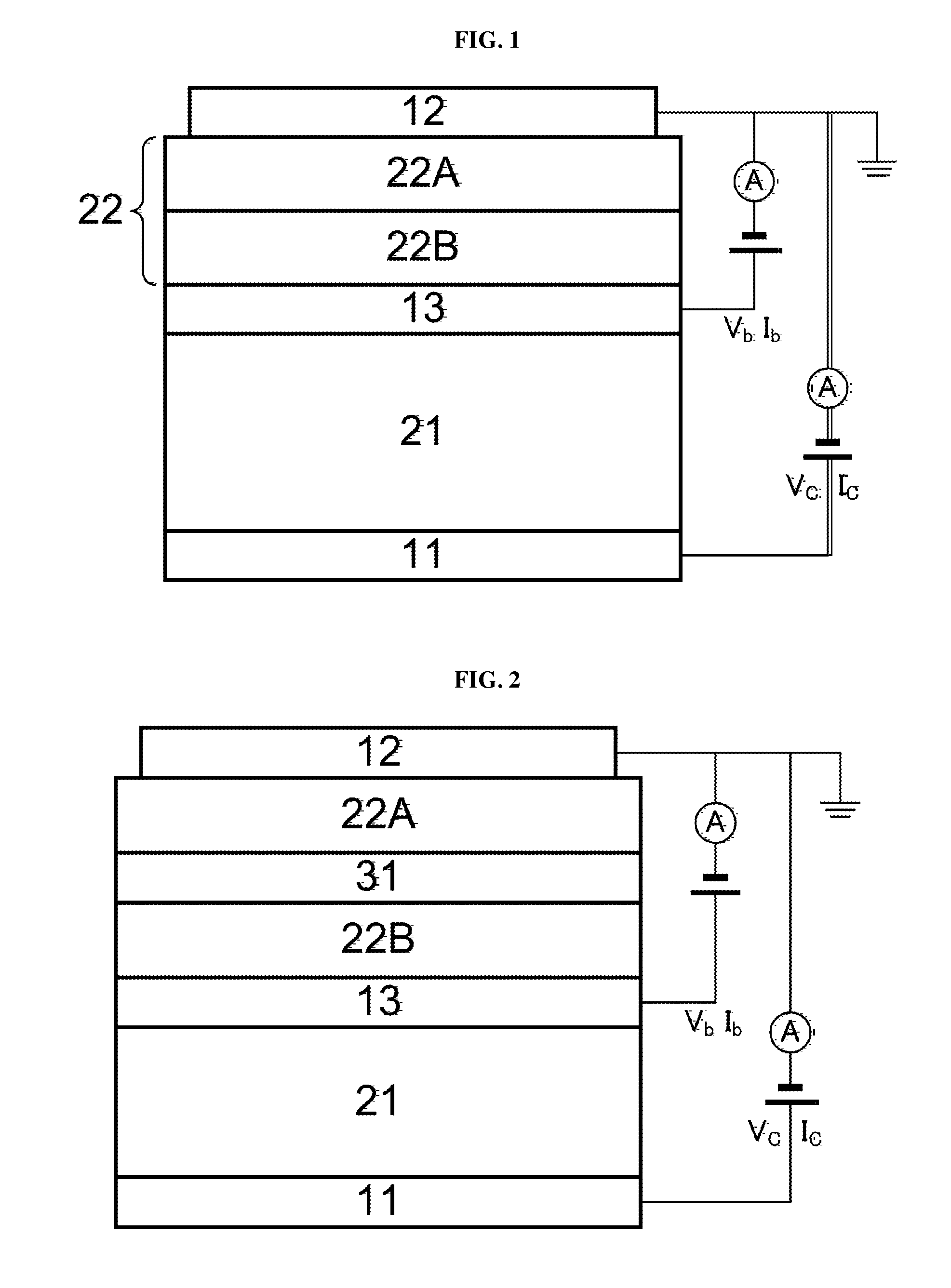 Current-amplifying transistor device and current-amplifying, light-emitting transistor device