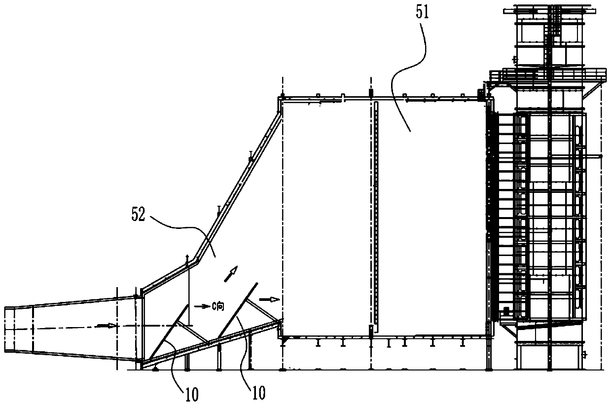 Flue gas diversion structure and device, waste heat boiler and flue gas diversion method