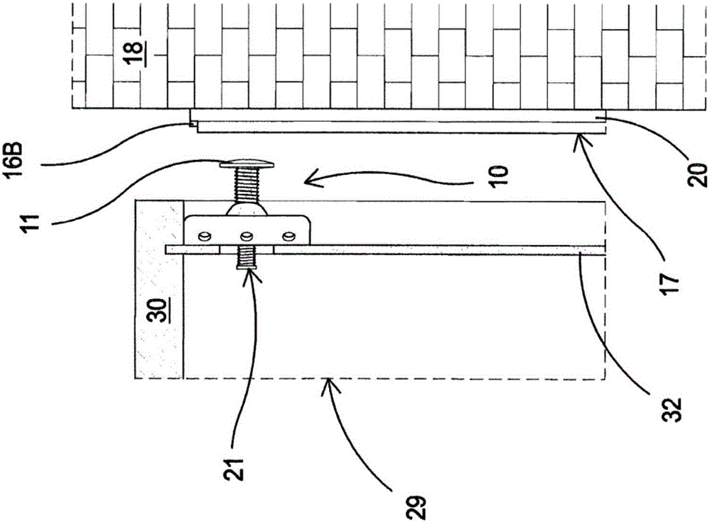 Hidden hanging bracket for wall cupboards