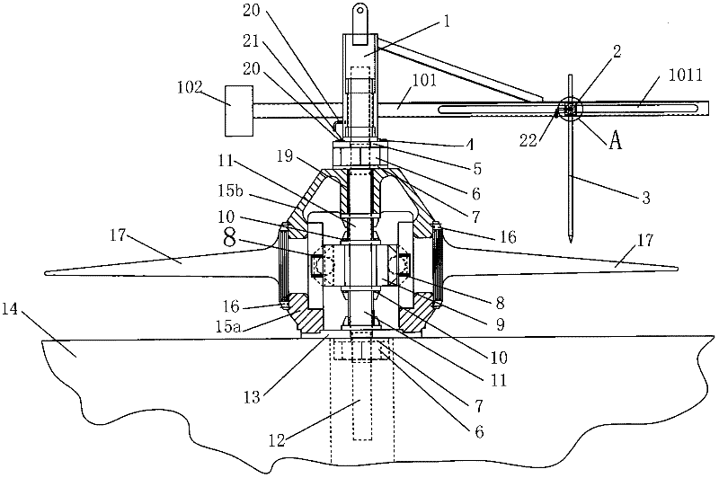 Device and method for repairing marine adjustable pitch oar