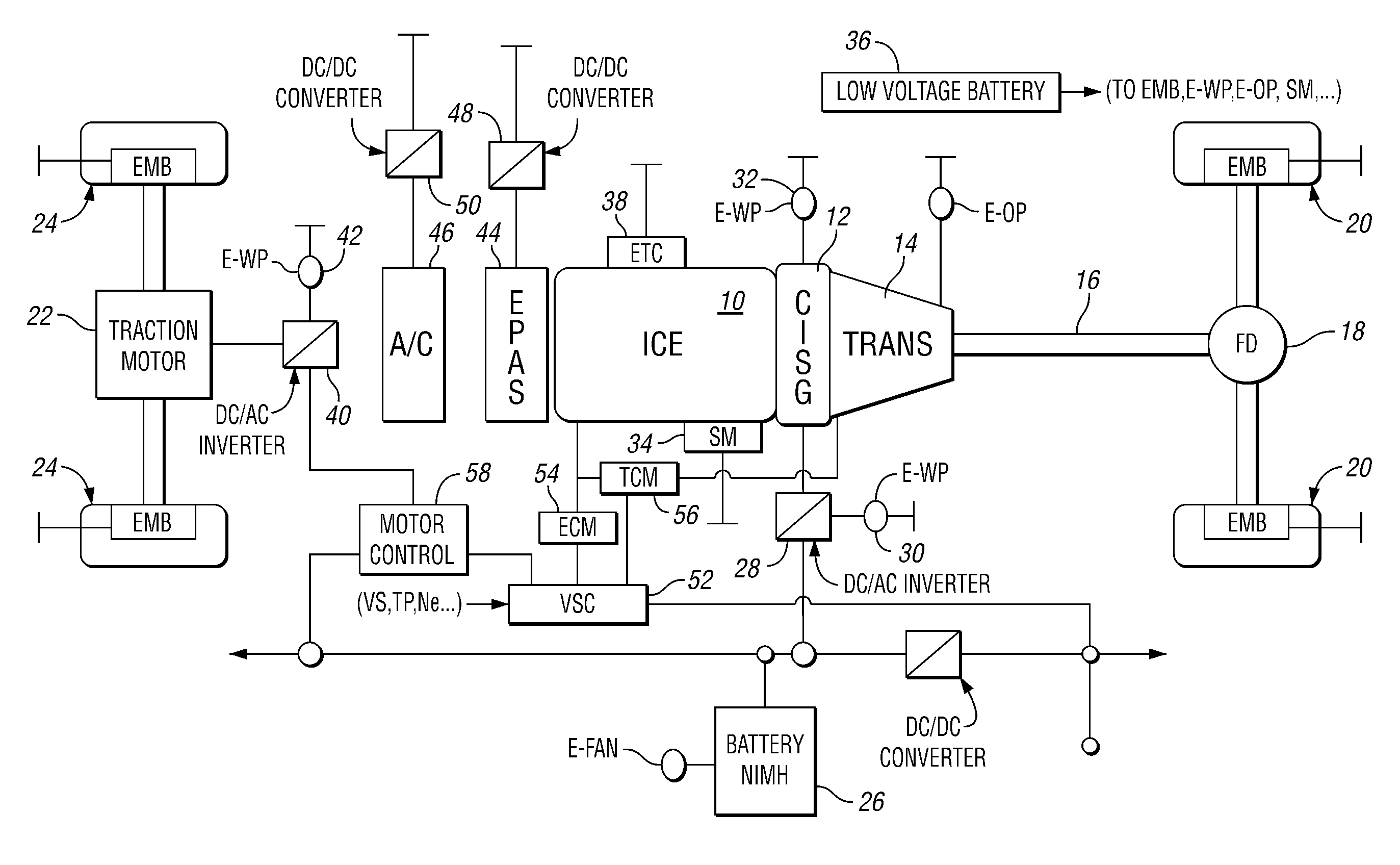 Power-on downshift control for a hybrid electric vehicle powertrain