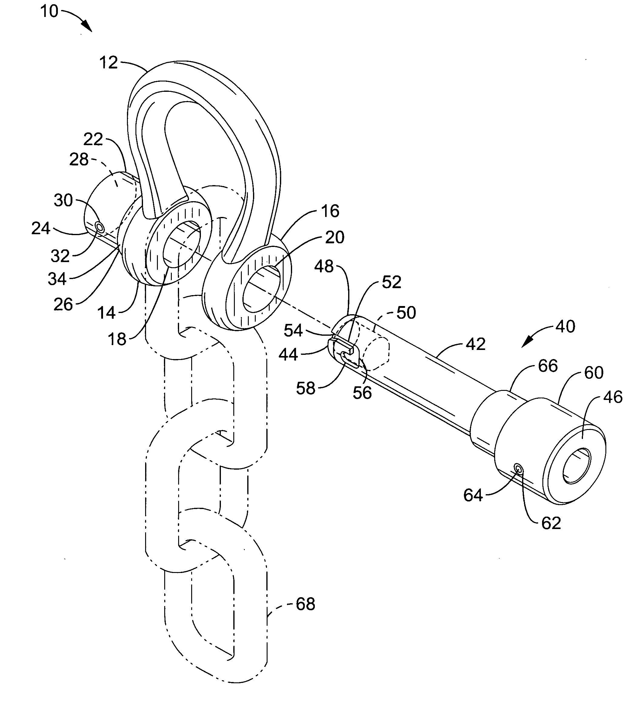 Quick release shackle pin system