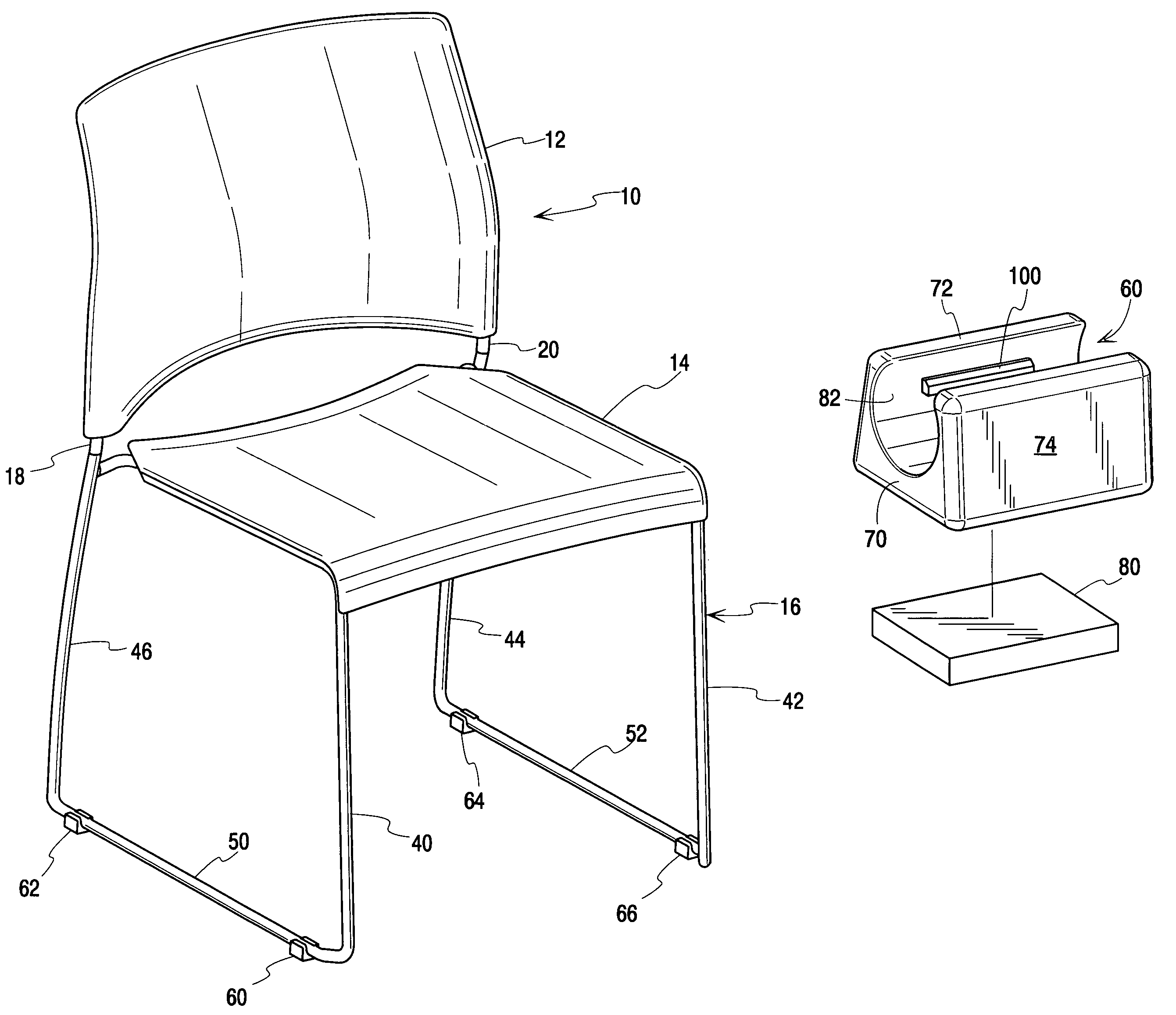 Stackable chair with glides