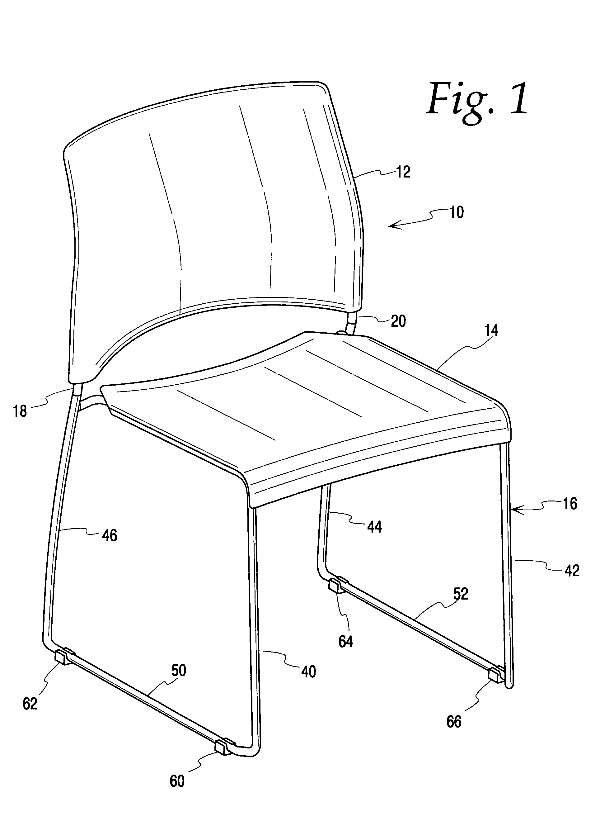 Stackable chair with glides