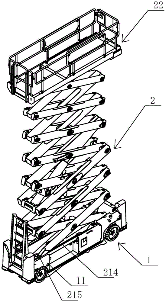 A driving chassis of an aerial work platform with a pothole protection structure