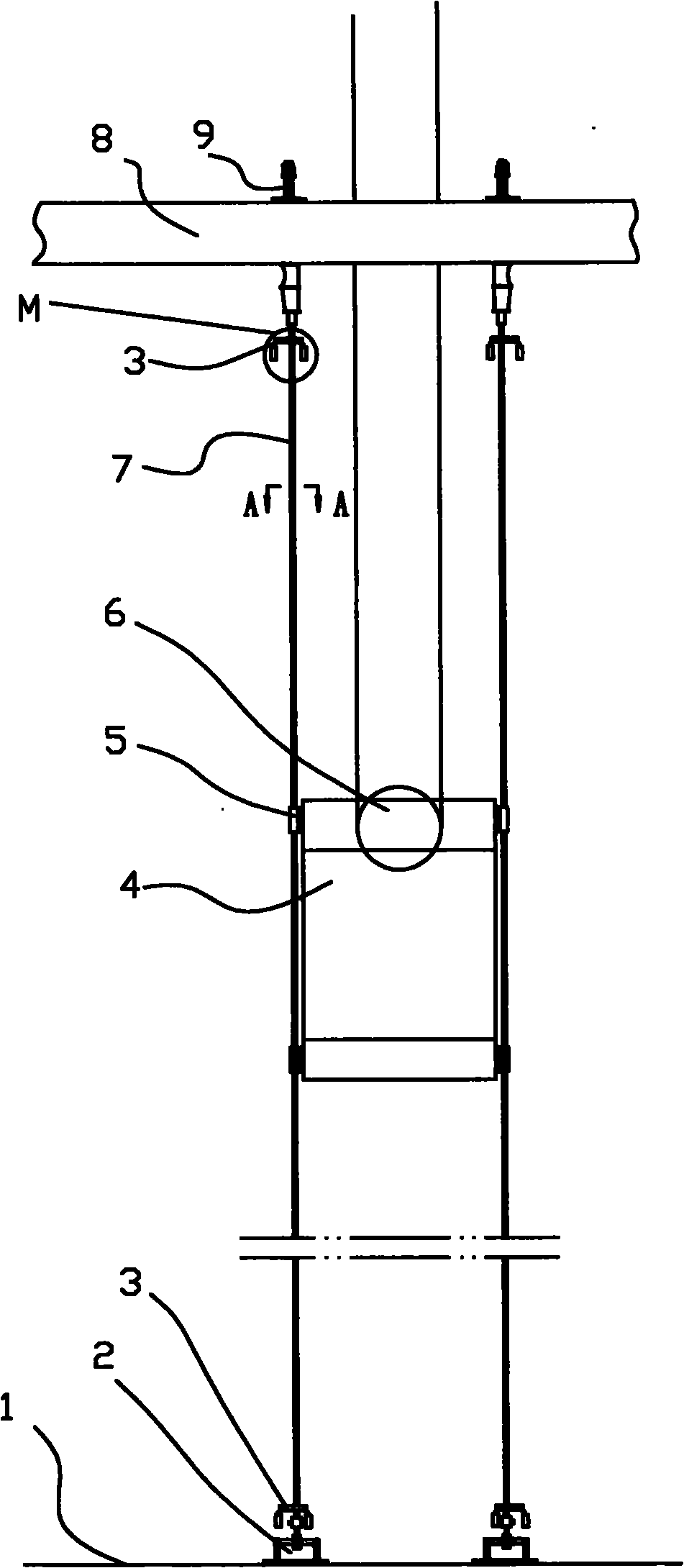 Guiding device of counterweight housing of elevator
