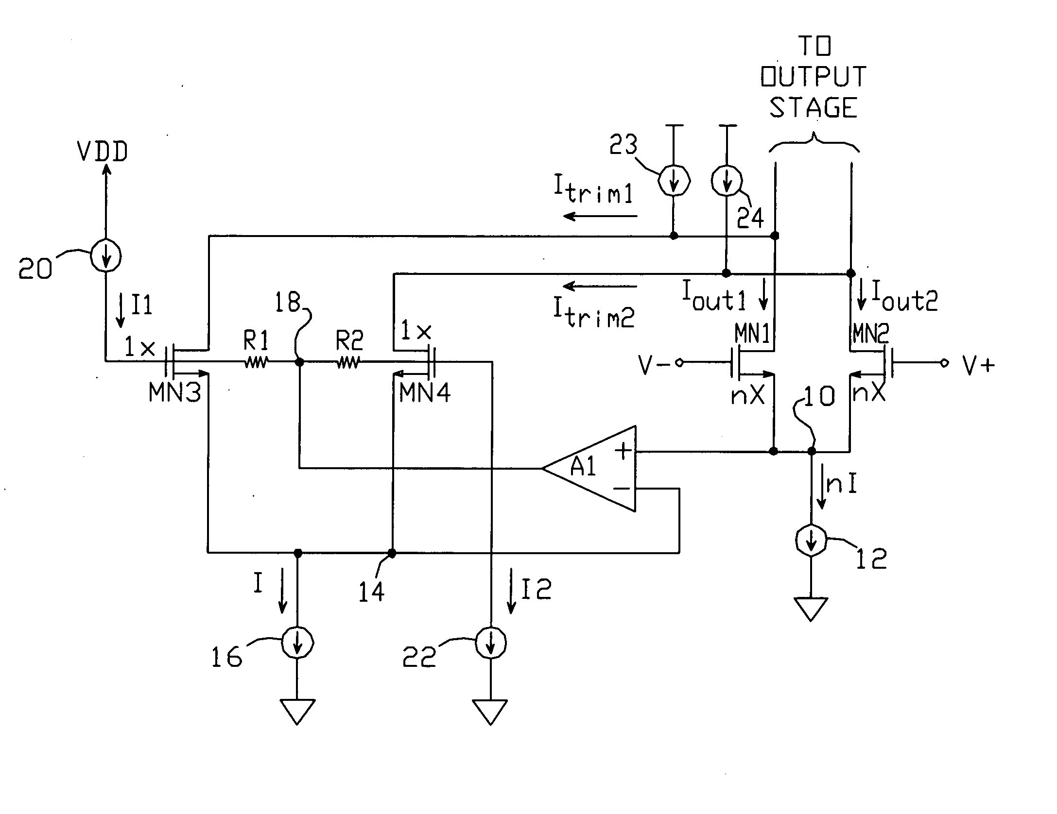 Differential stage voltage offset trim circuitry