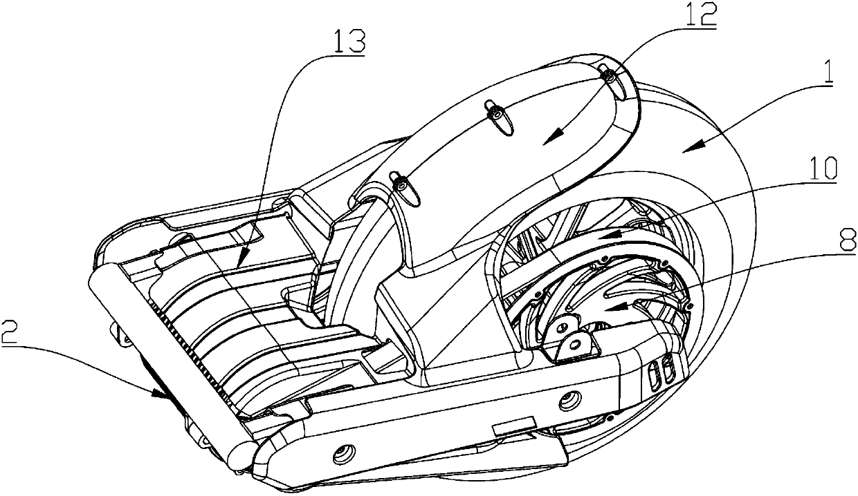 Power protection structure of motor medially-arranged type electric vehicle