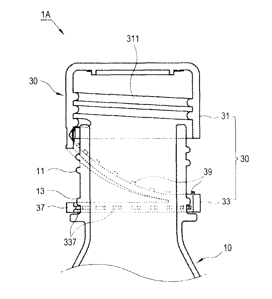 Container for preventing loss of stopper and idle rotation thereof