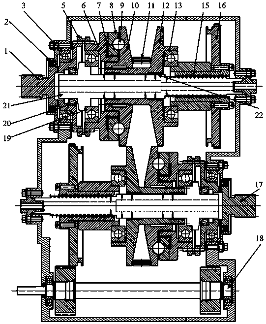 Stepless speed changing device with speed adjusting component arranged inside