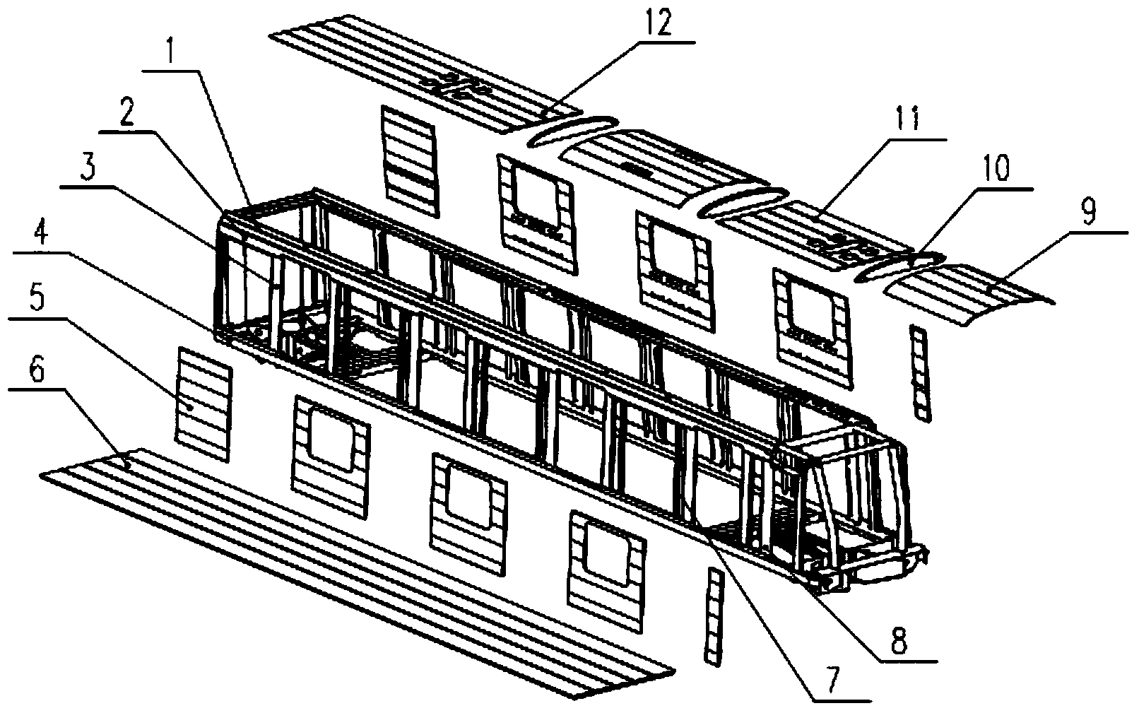 Car body structure of light weight railway vehicle