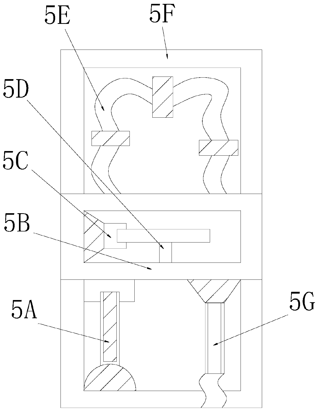 Gas control device for retention ring attenuation based on radioactive inert gas