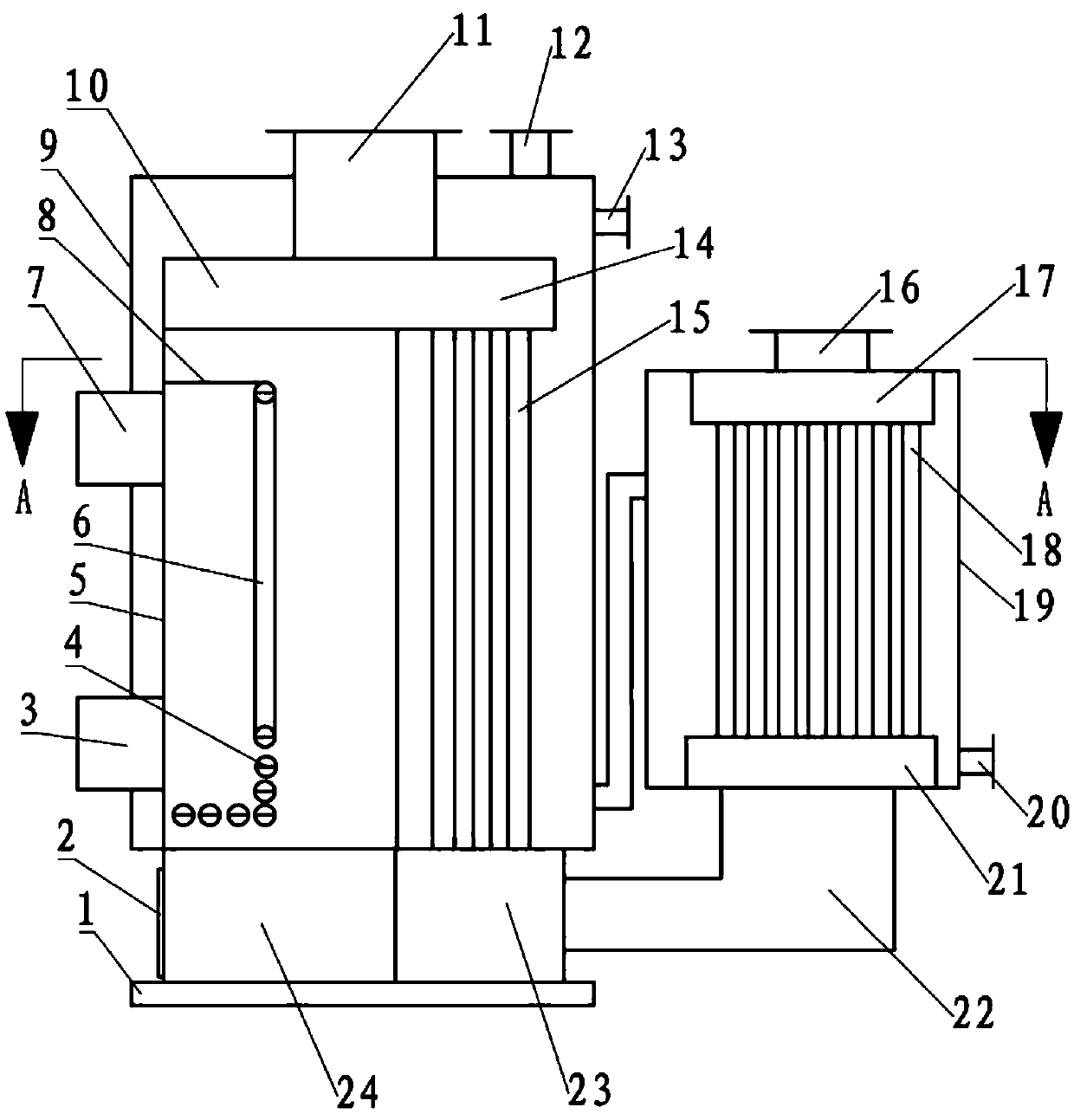 Eccentric furnace pipe type layer-by-layer combustion biomass boiler