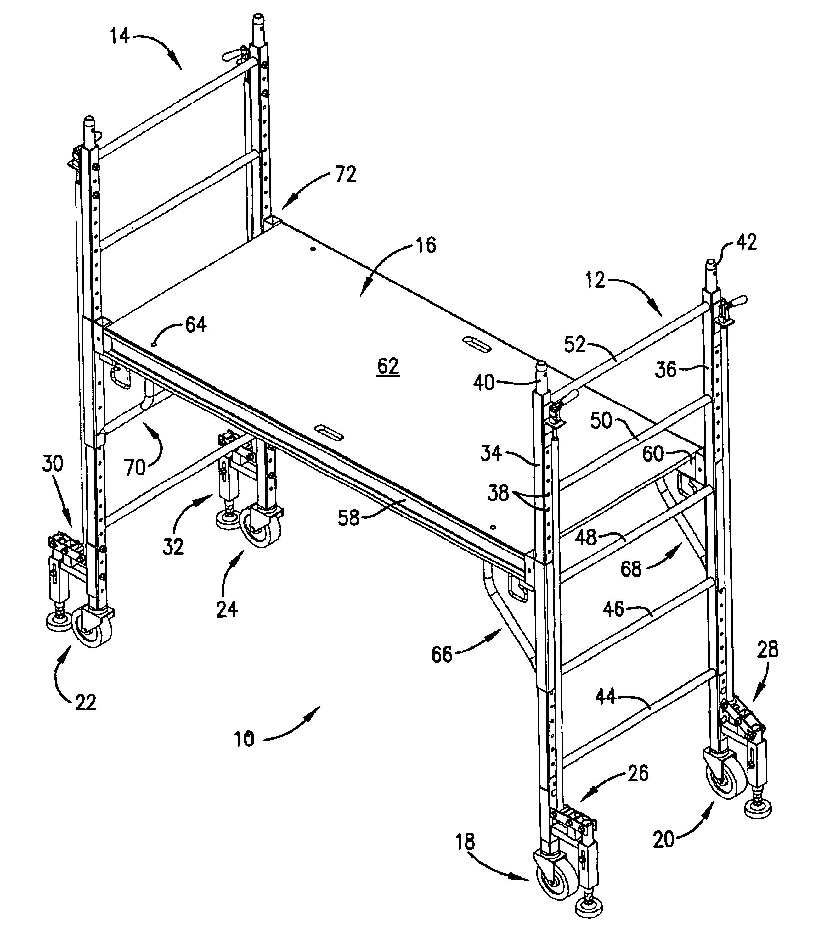 Mobile scaffolding brake