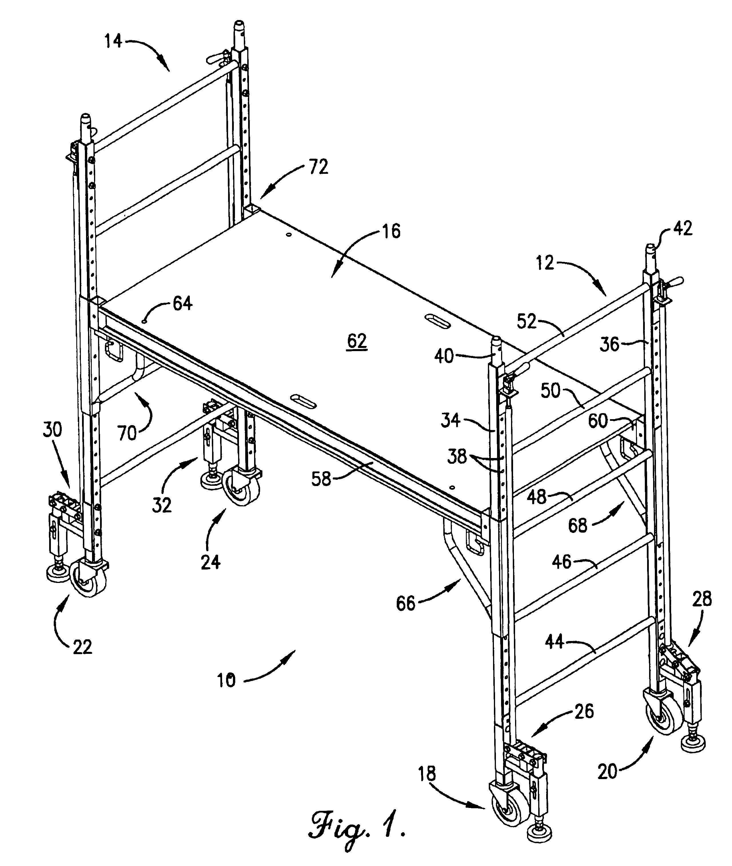 Mobile scaffolding brake