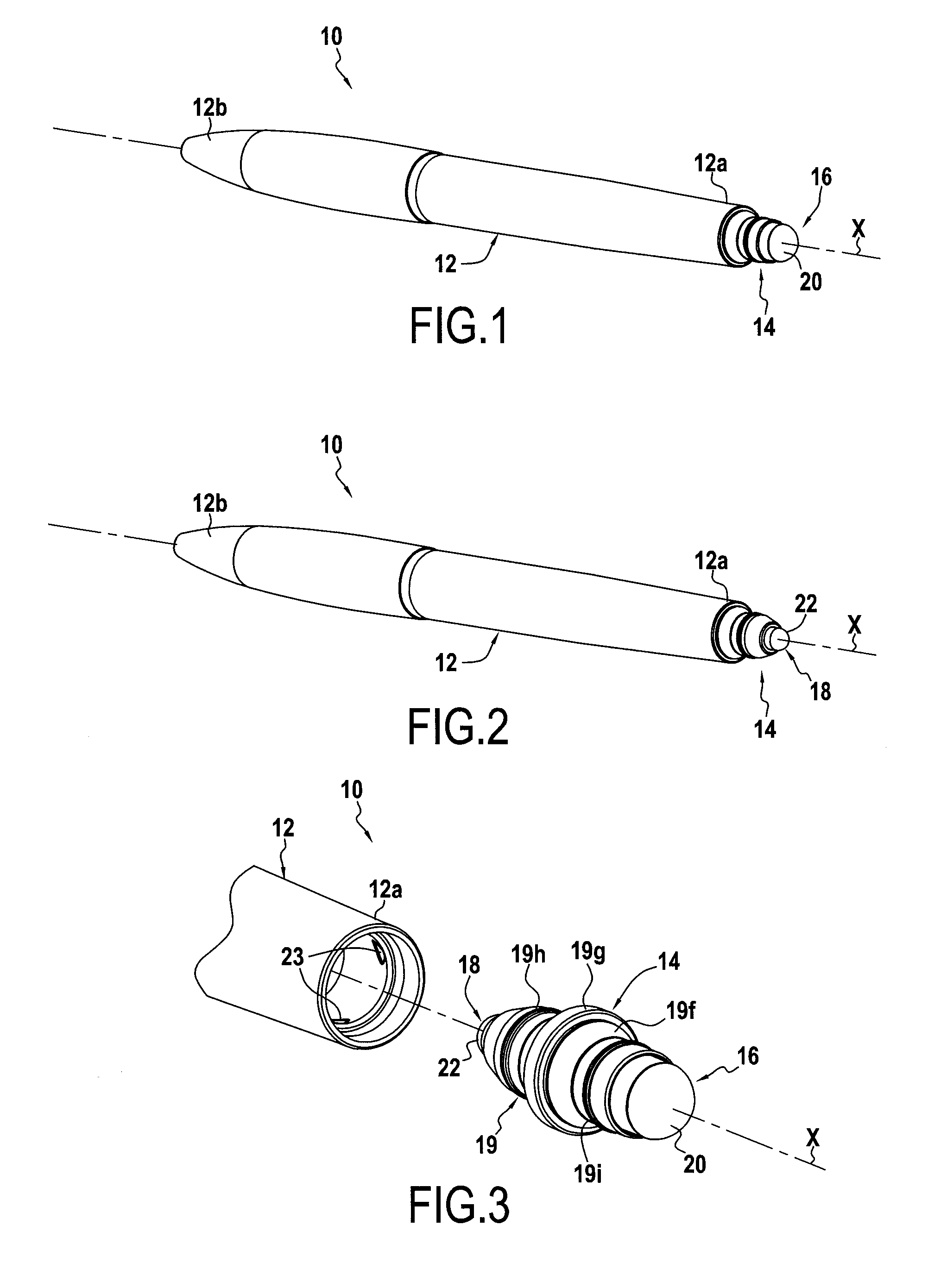 Manual device comprising an invertible end piece ofr a capactivie screen
