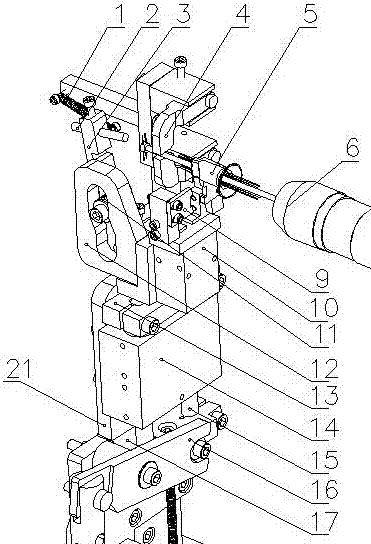 Core column positioning mechanism for core column guide wire welding