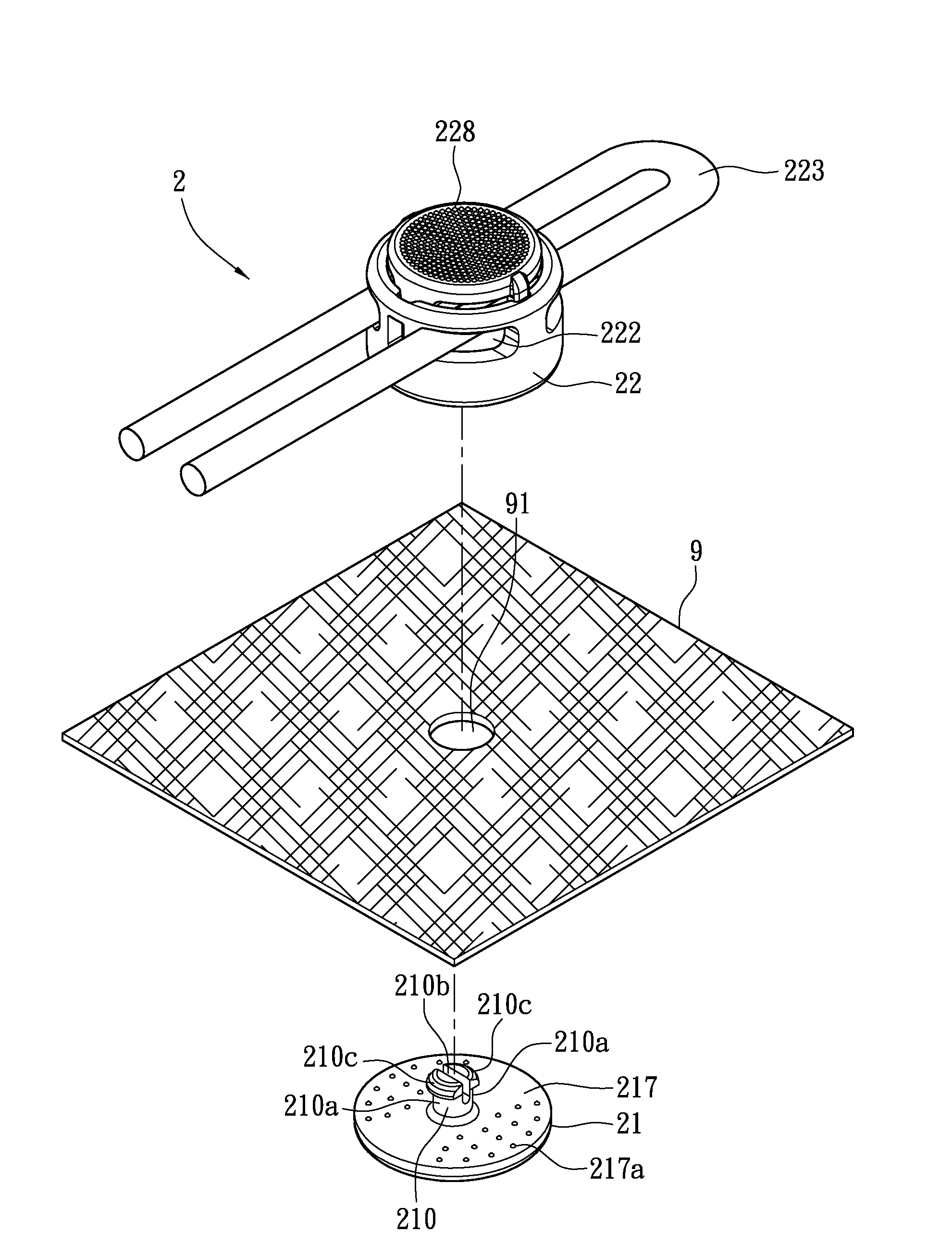 Method for fastening a cord lock device on a fabric