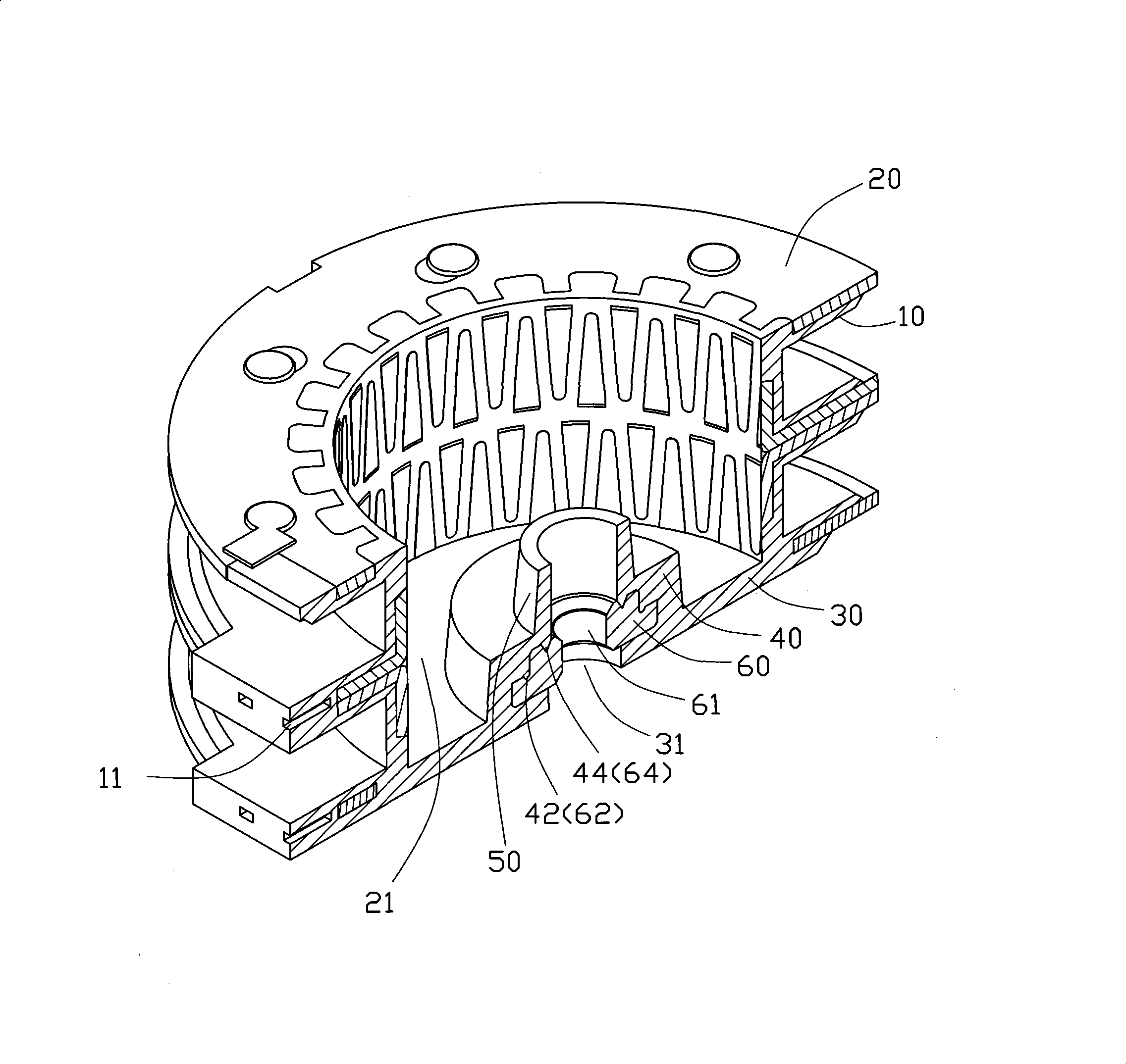 Motor stator construction and manufacturing method thereof