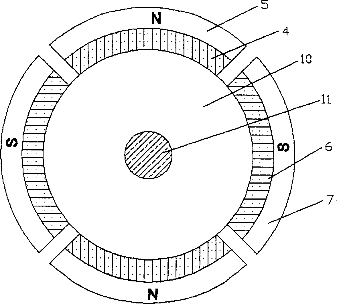 Mixed excitation synchronous motor with radial structure