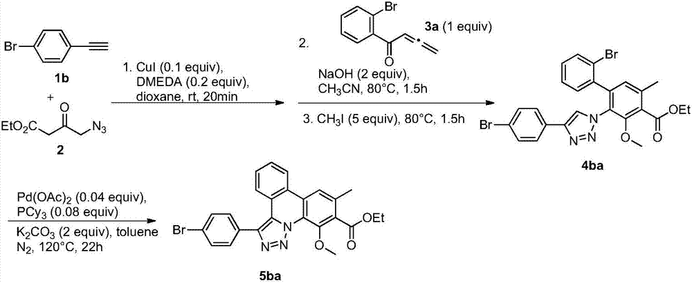 Synthetic method for (1,2,3-triazolyl)[1, 5-f]phenanthridine-10-ethyl carboxylate compound