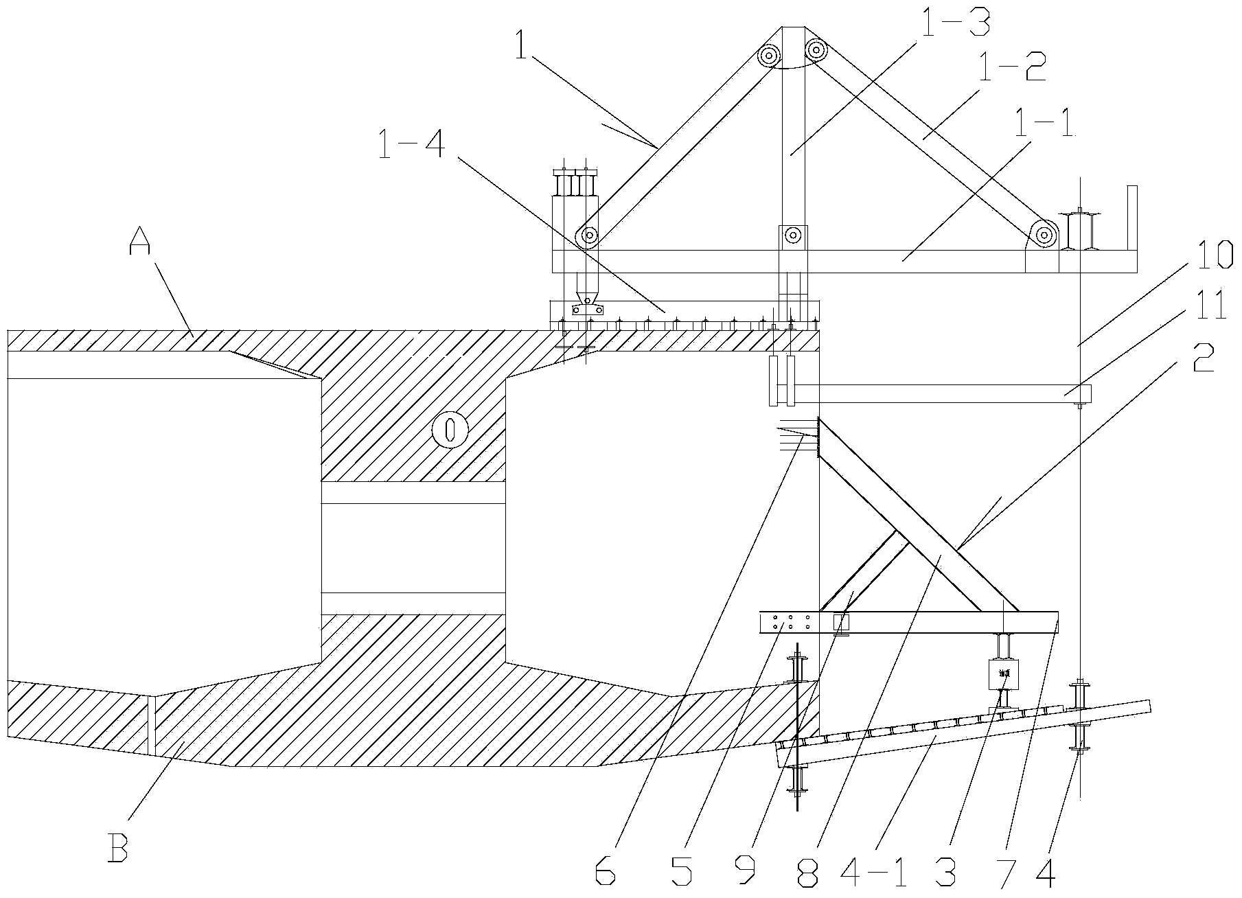 Bridge cast-in-cantilever method cradle counter-pressure construction method