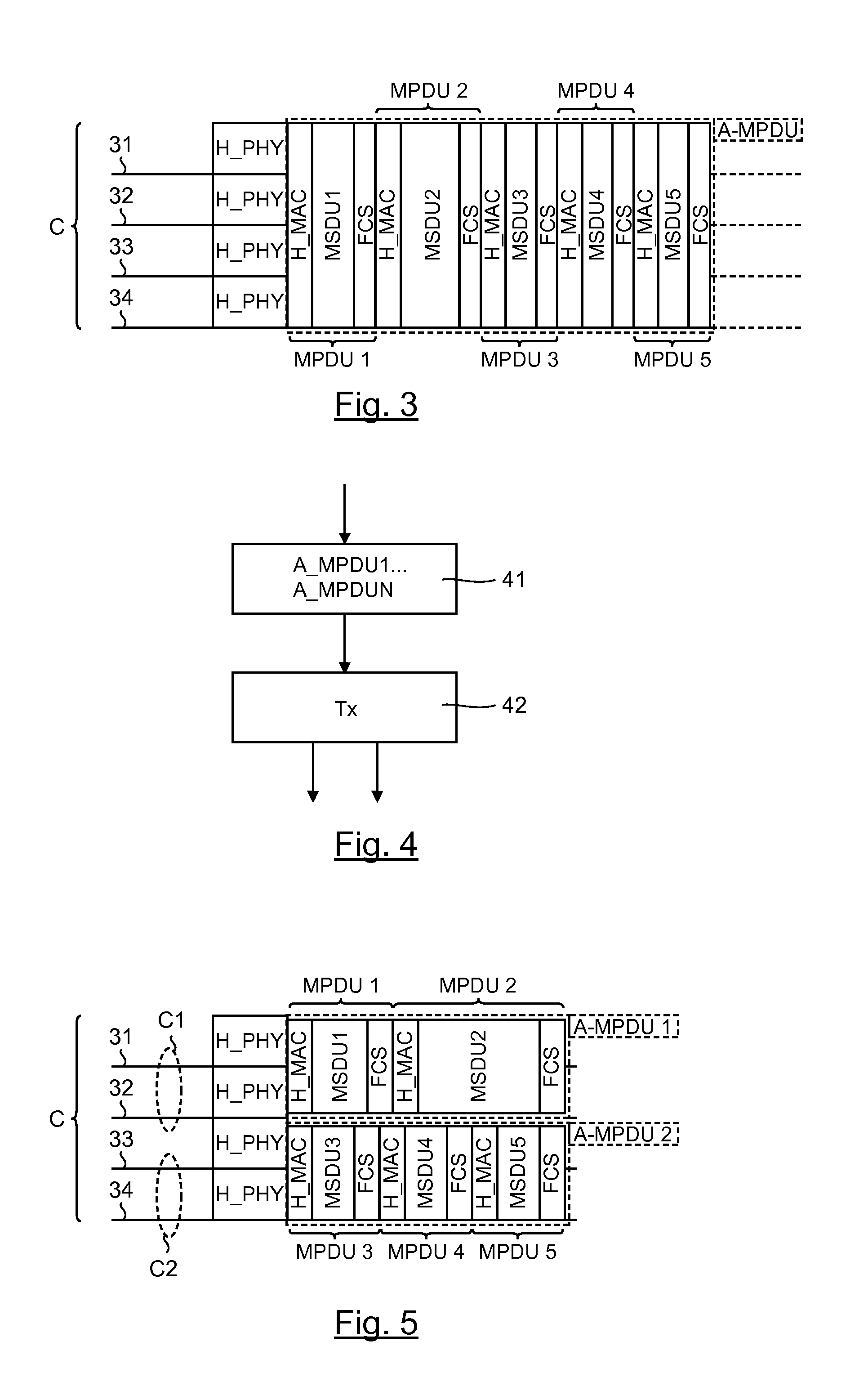 Methods for transmitting and receiving data using a plurality of radio channels, transmission and destination devices, corresponding signal and computer program