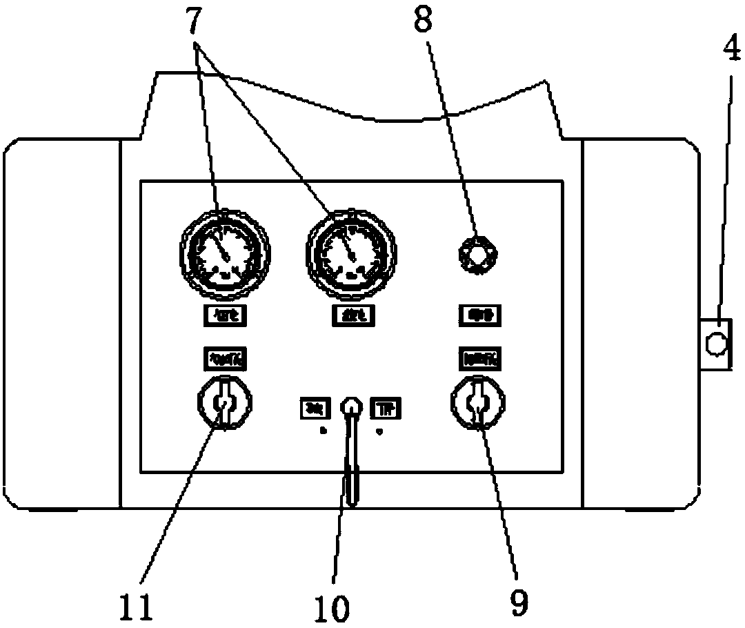 Airplane wheel jacking device console