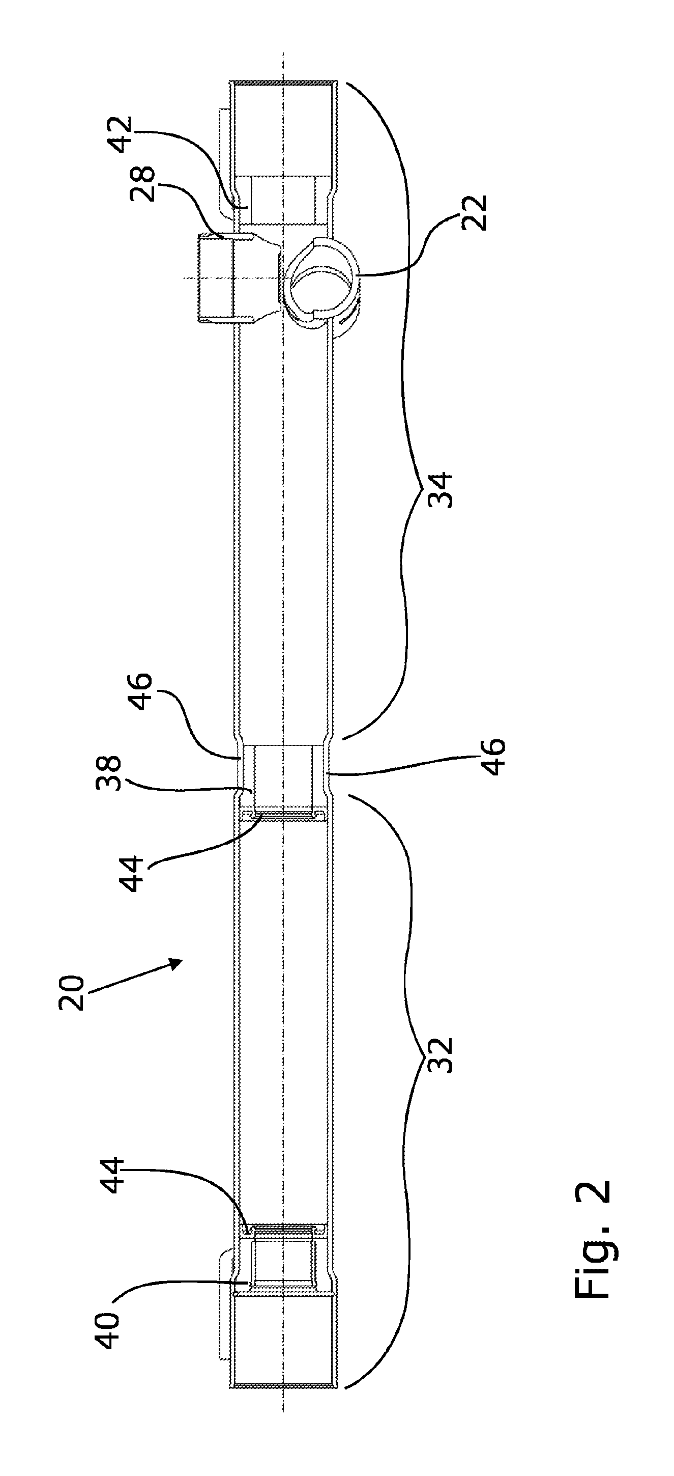 Steering rack housing comprising cross-sectional contractions