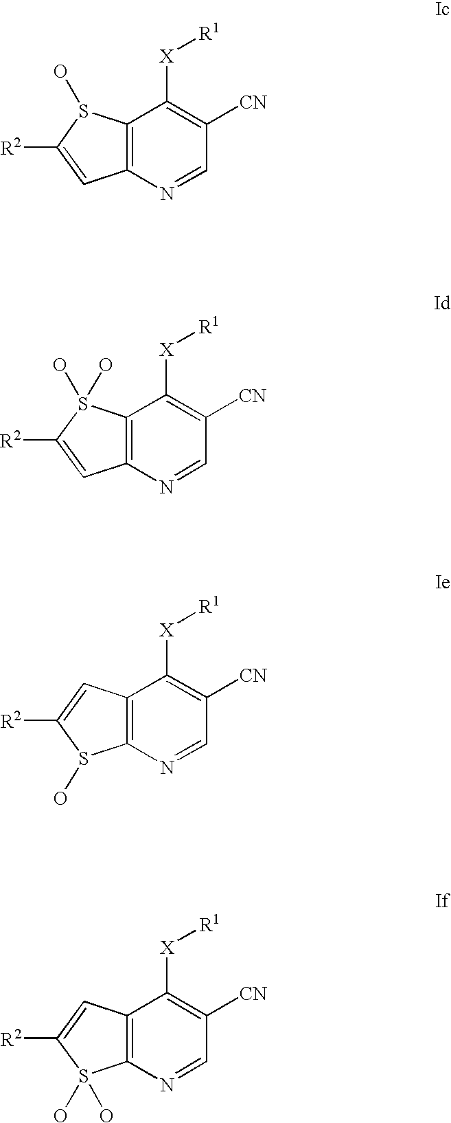 Thieno[3,2-b]pyridine-6-carbonitriles and thieno[2,3-b]pyridine-5-carbonitriles as protein kinase inhibitors