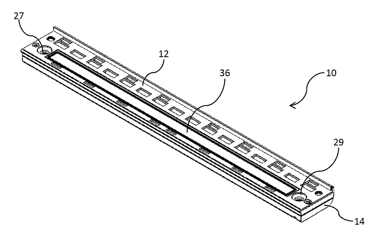 Inkjet printhead with air cavities defined by ribs protruding into fluid channel