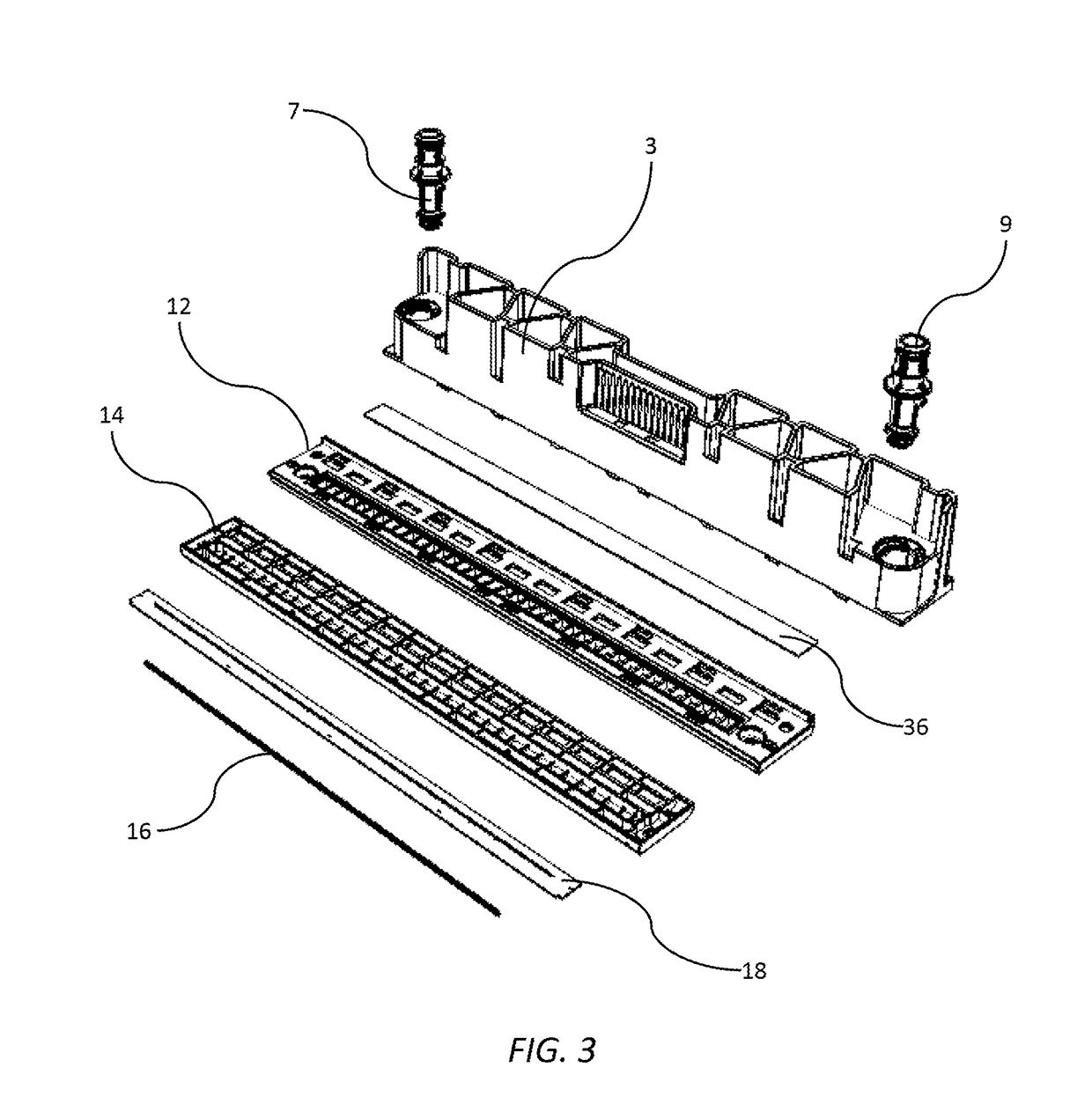 Inkjet printhead with air cavities defined by ribs protruding into fluid channel