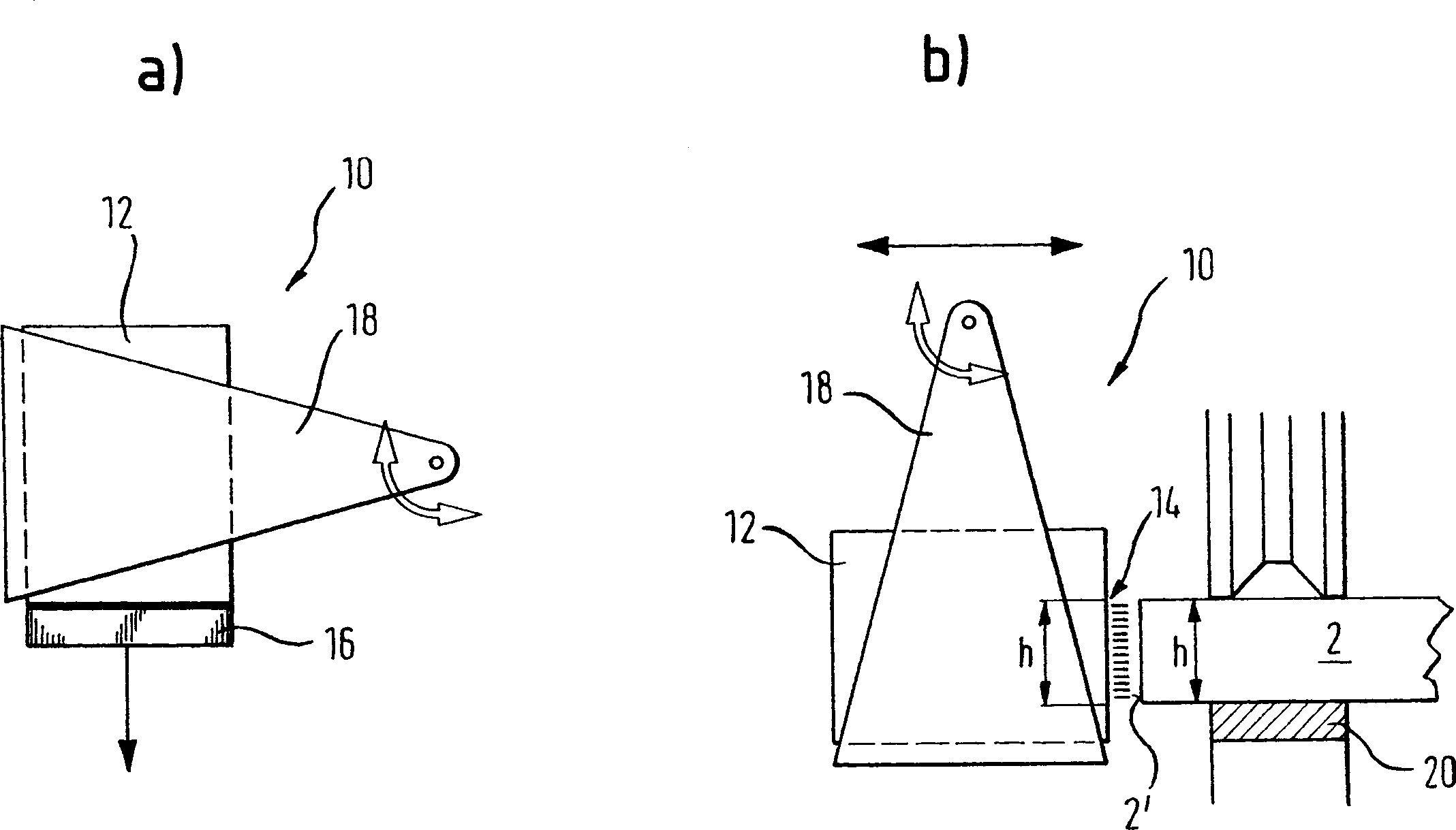 Device and method for implementing patterns on the narrow side of the plate workpieces