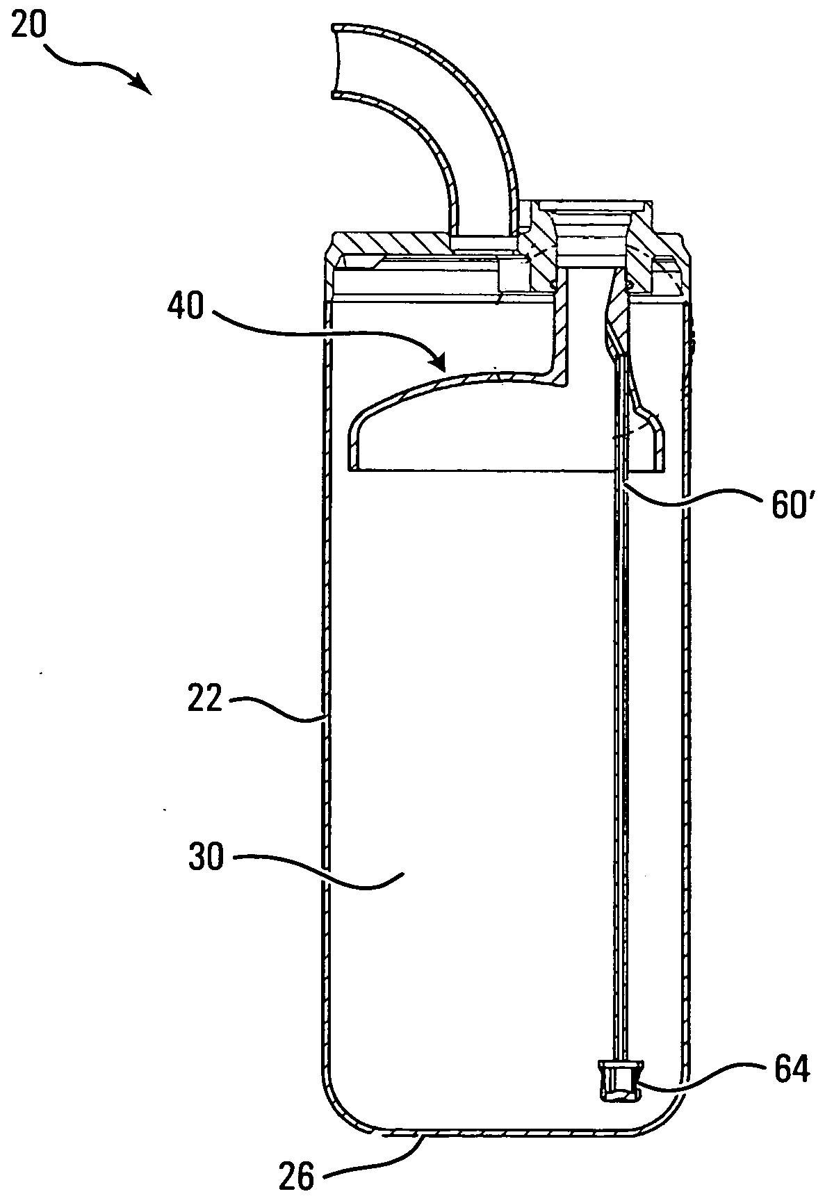 Accumulator with pickup tube