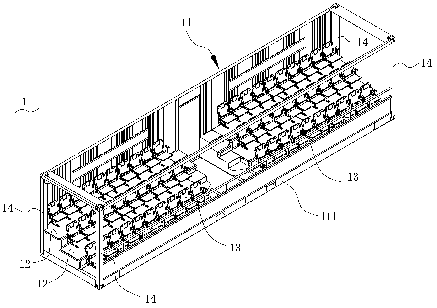 Modular stand unit, combined stand and construction method of combined stand