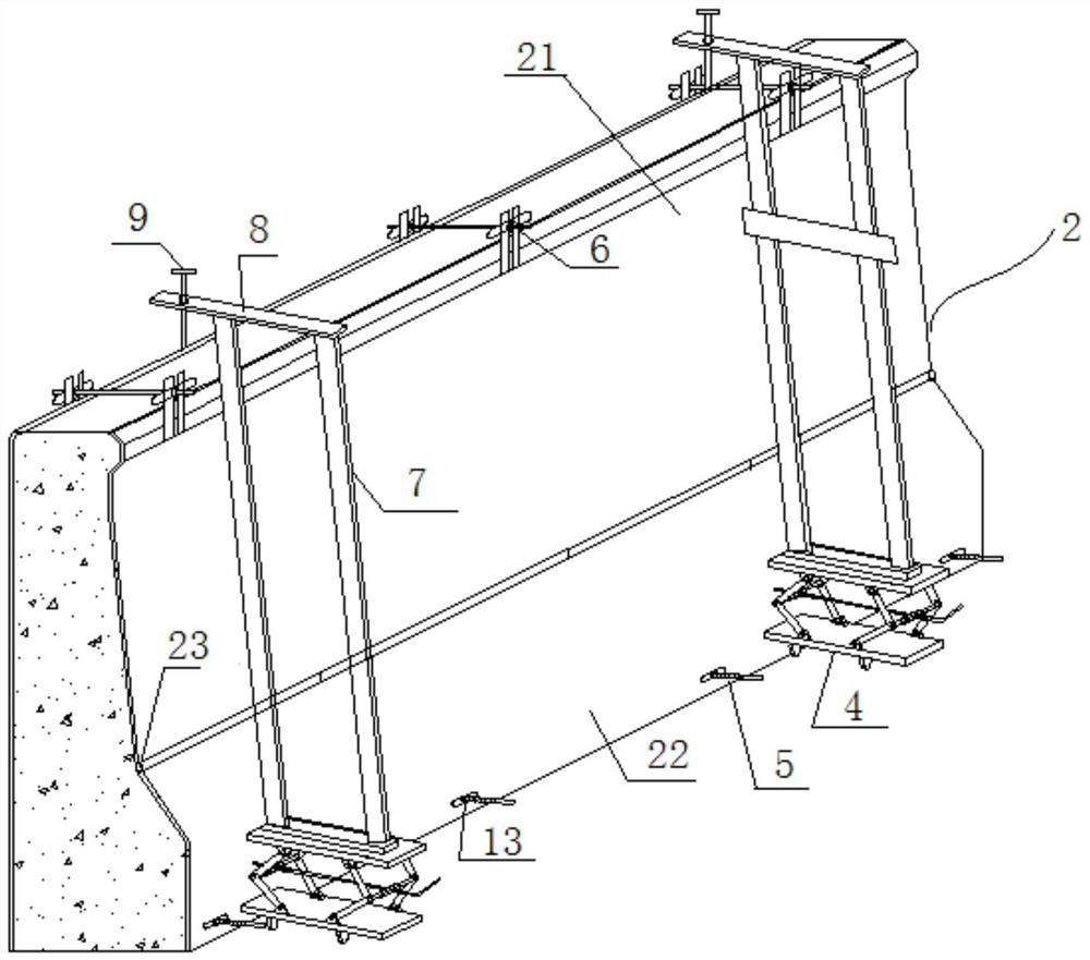 A bridge cast-in-place concrete anti-collision guardrail formwork construction device and construction method