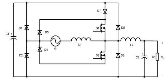 Boost and buck integrated bridge-free power factor correction (PFC) circuit