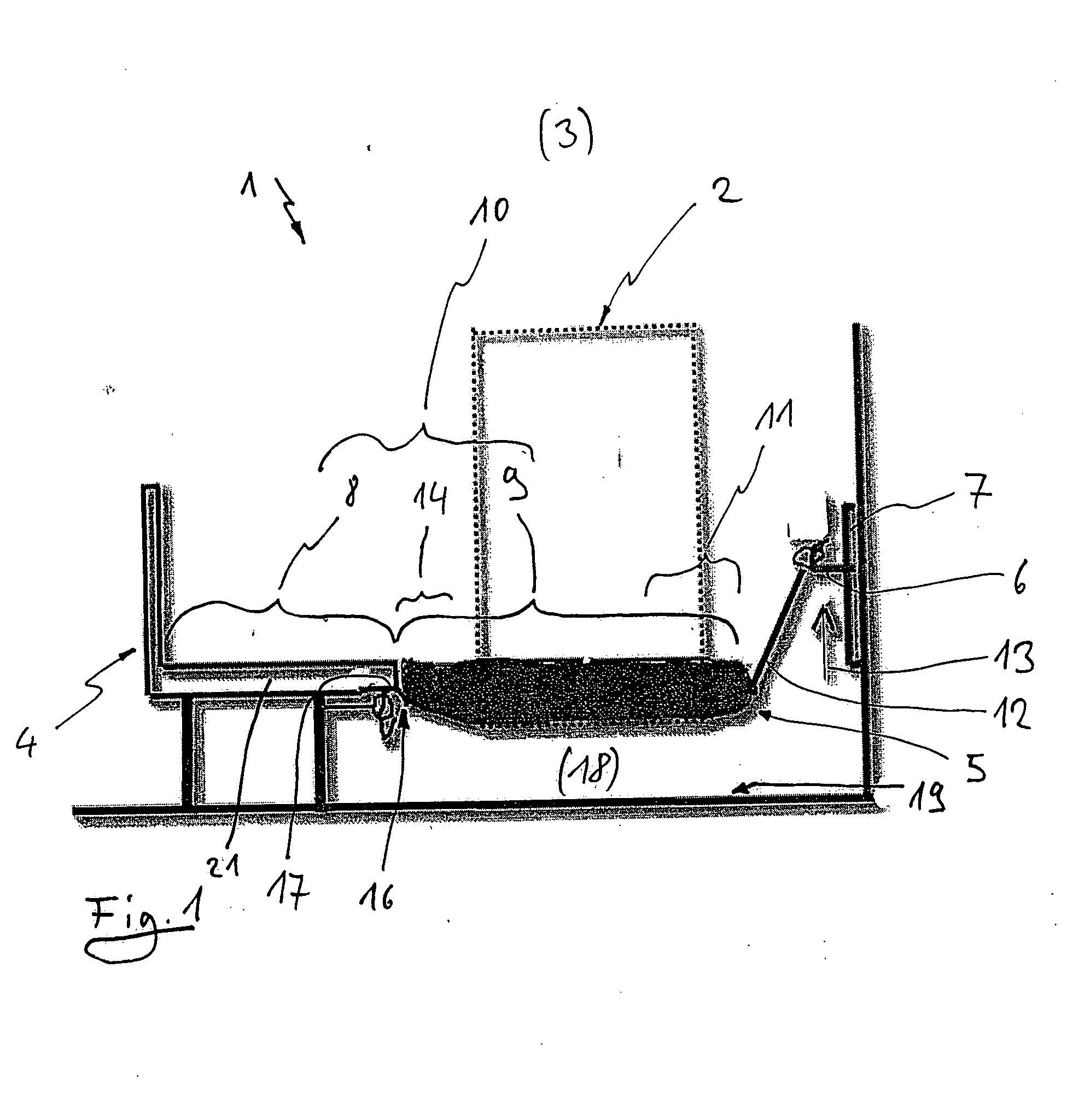 Installable reclining device for emergency medical aid of patients