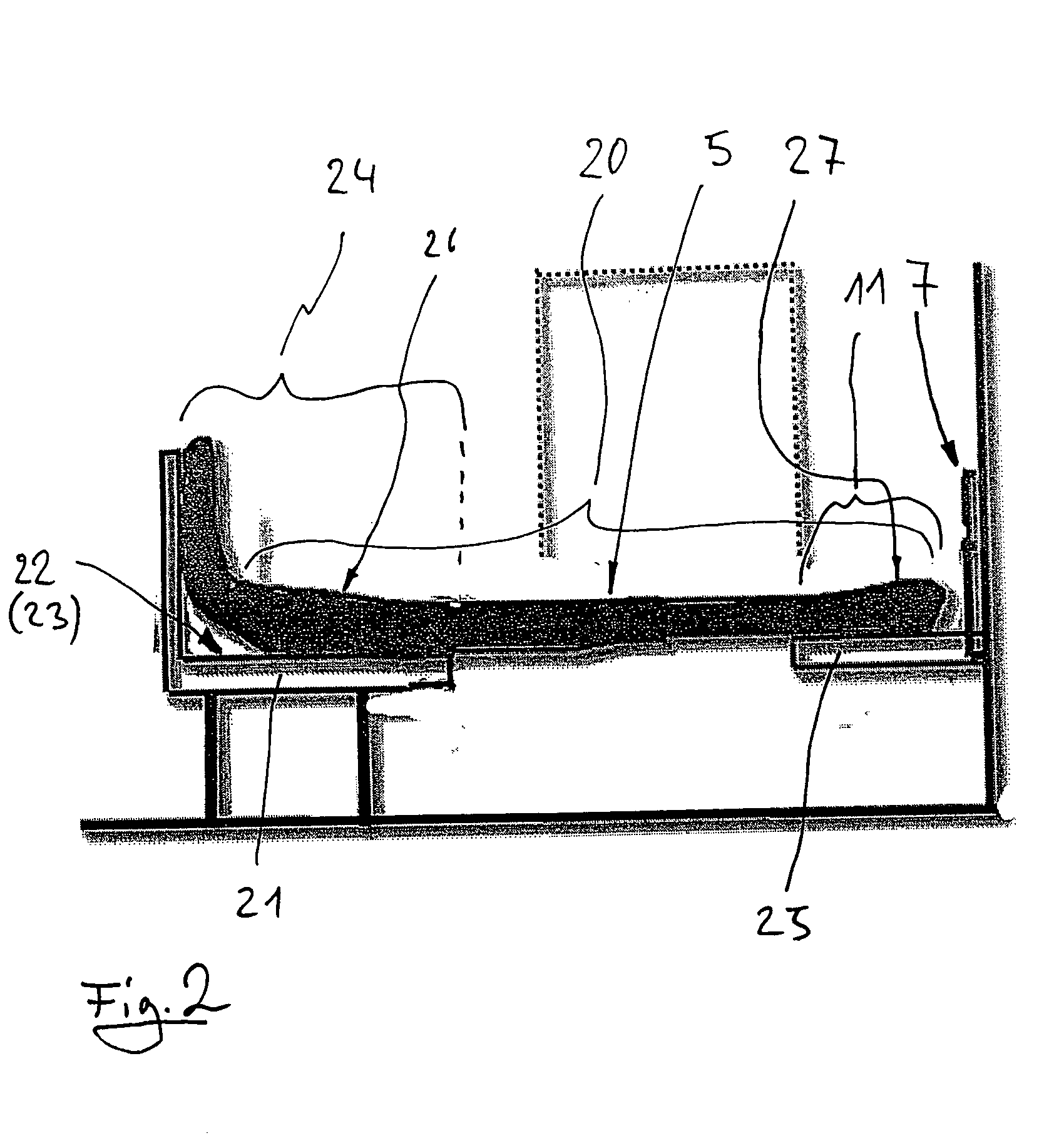 Installable reclining device for emergency medical aid of patients