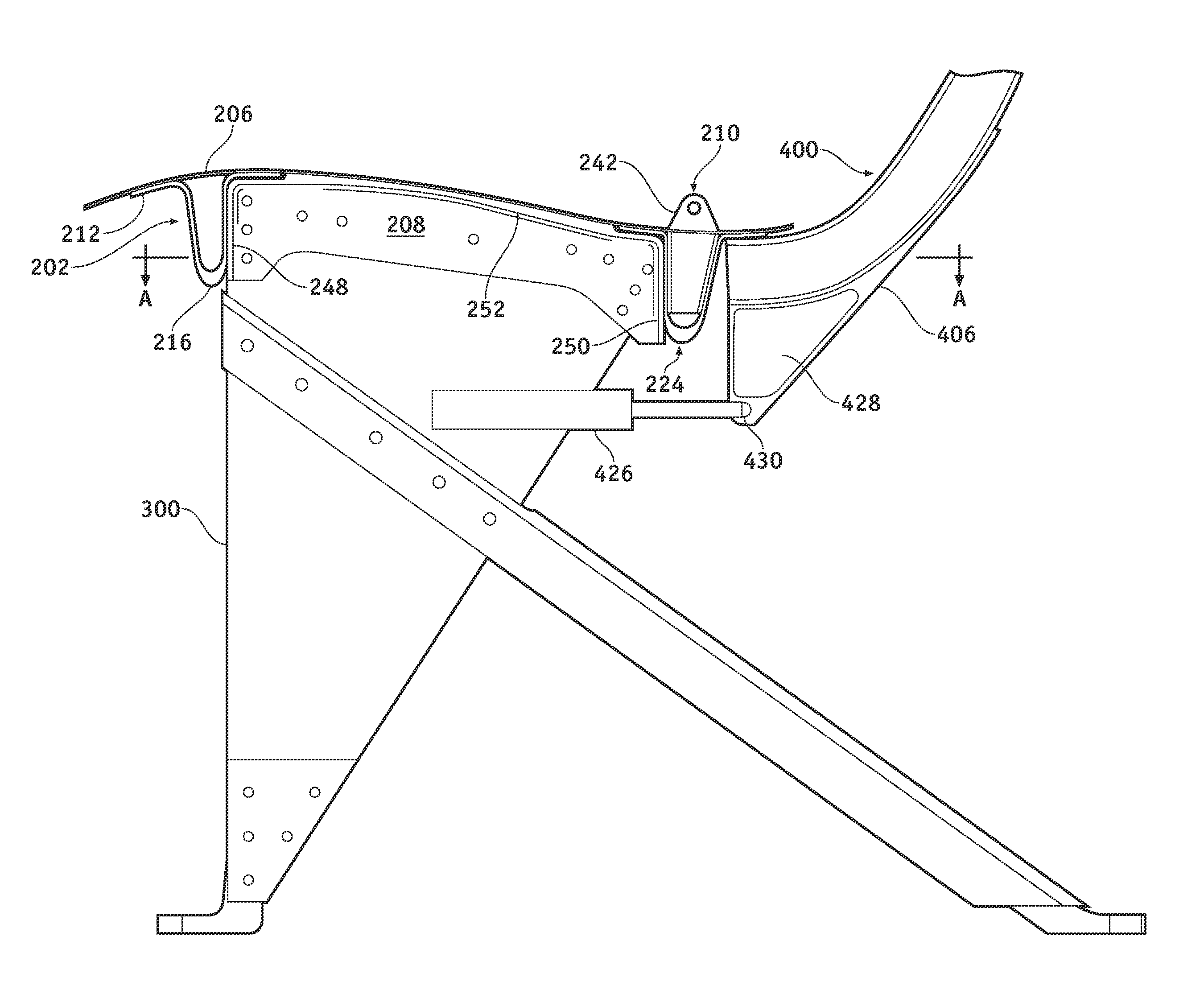 Composite leg structure for a lightweight aircraft seat assembly