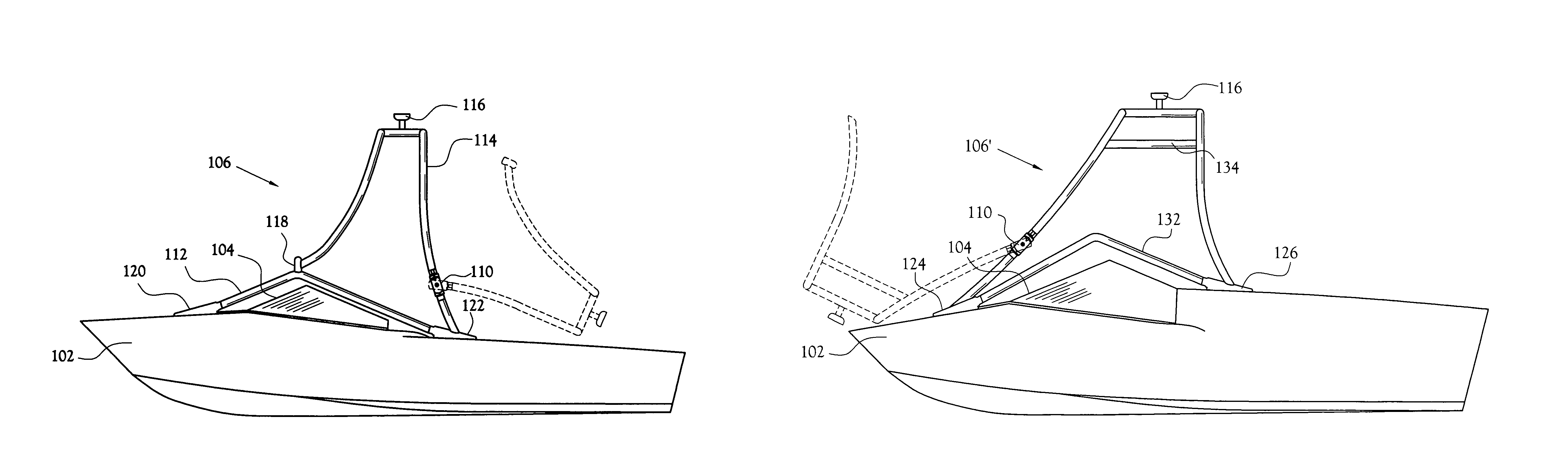 Boat tower releasable member assembly