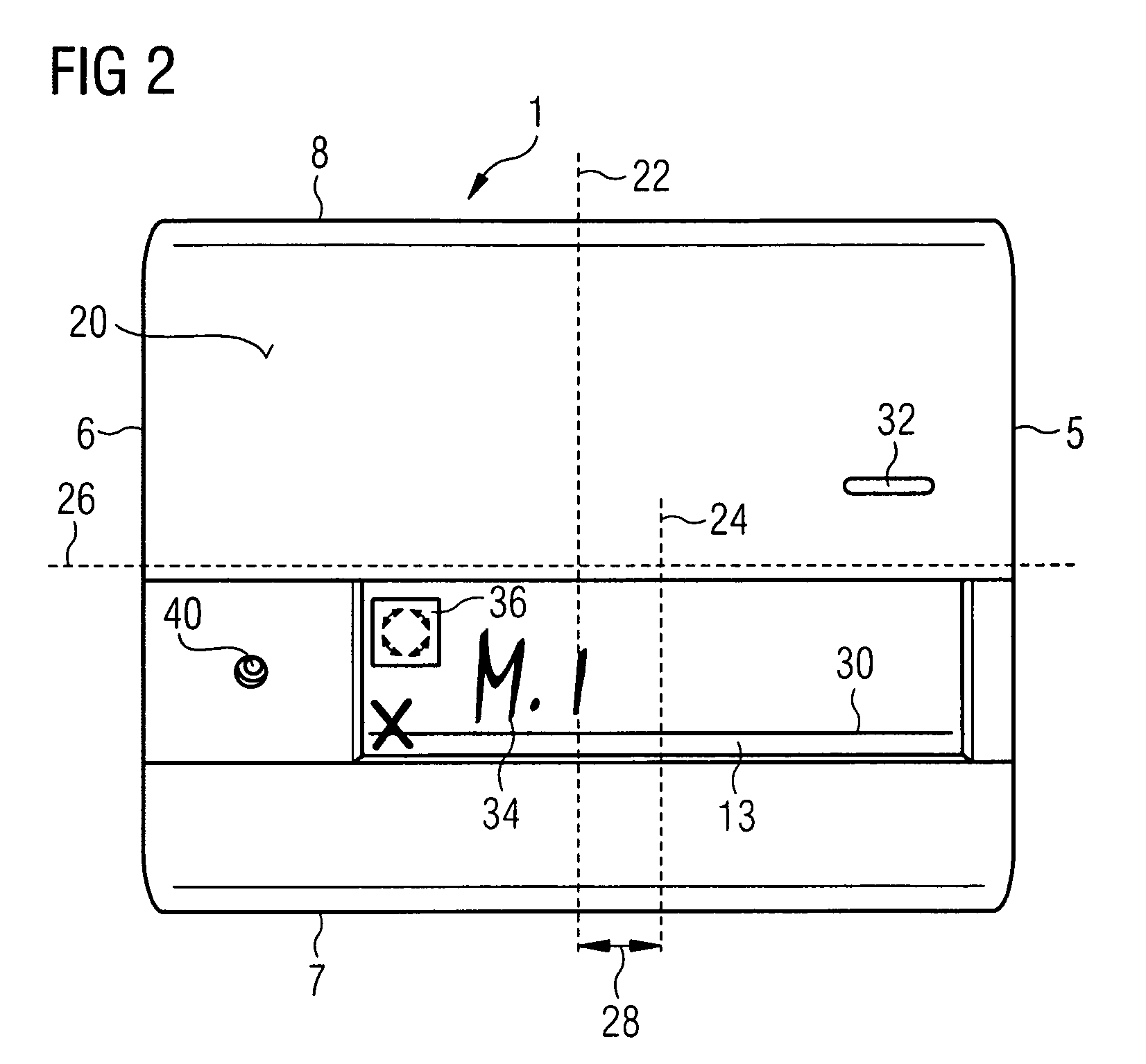 Device for electronically capturing a handwritten user input