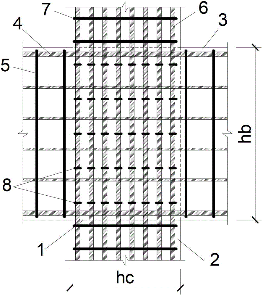 A reinforced concrete frame joint with vertical ties