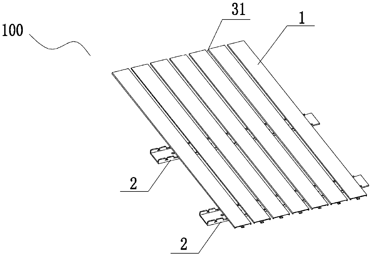 Single-legged strip seam sound absorption structure