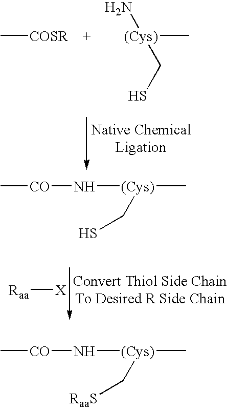 Pseudo native chemical ligation