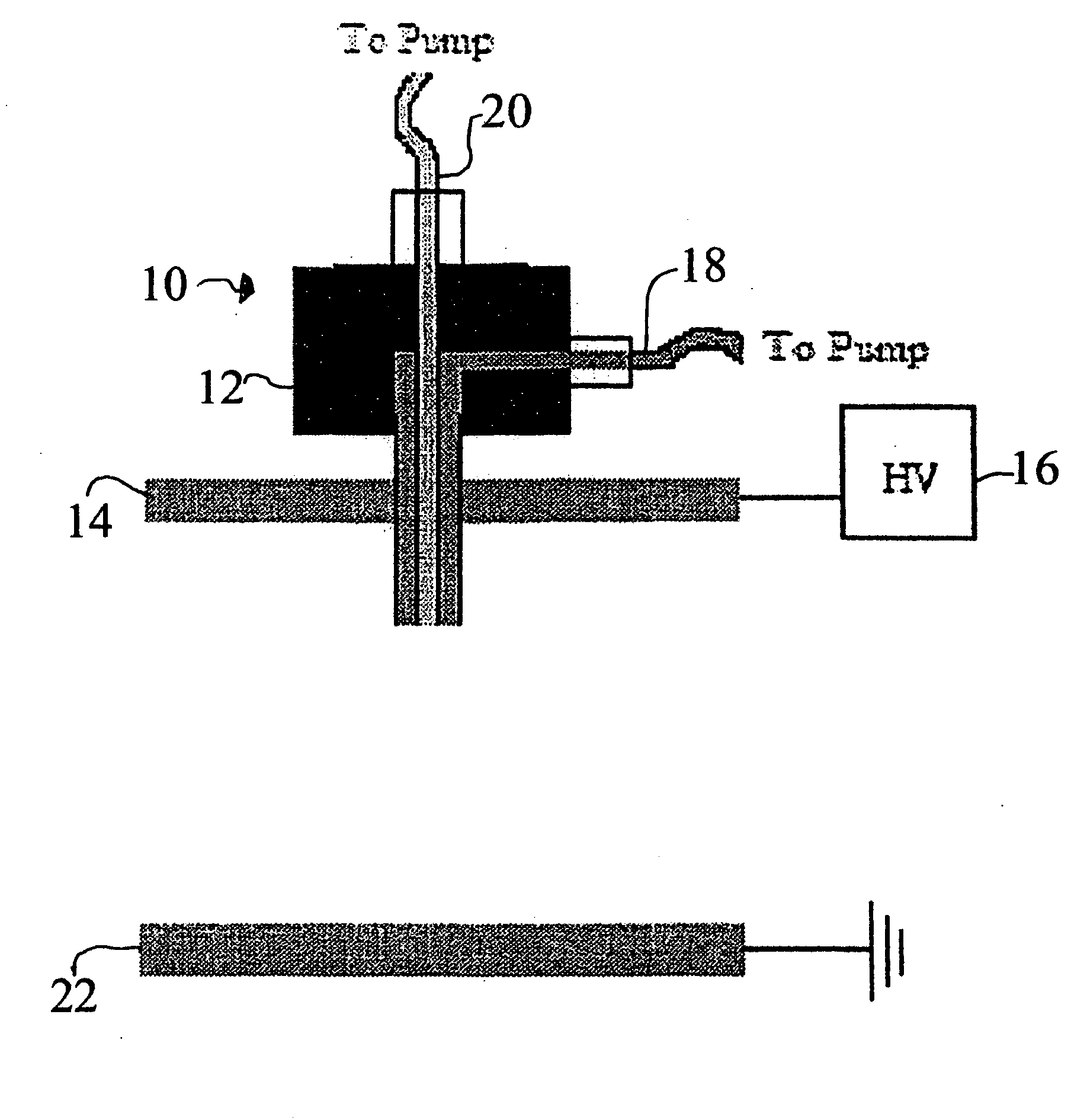 Production of submicron diameter fibers by two-fluid electrospinning process