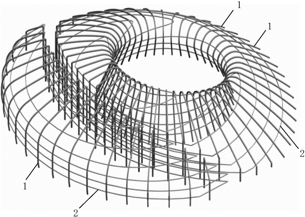 Curved ribbed beam processing and assembling construction process