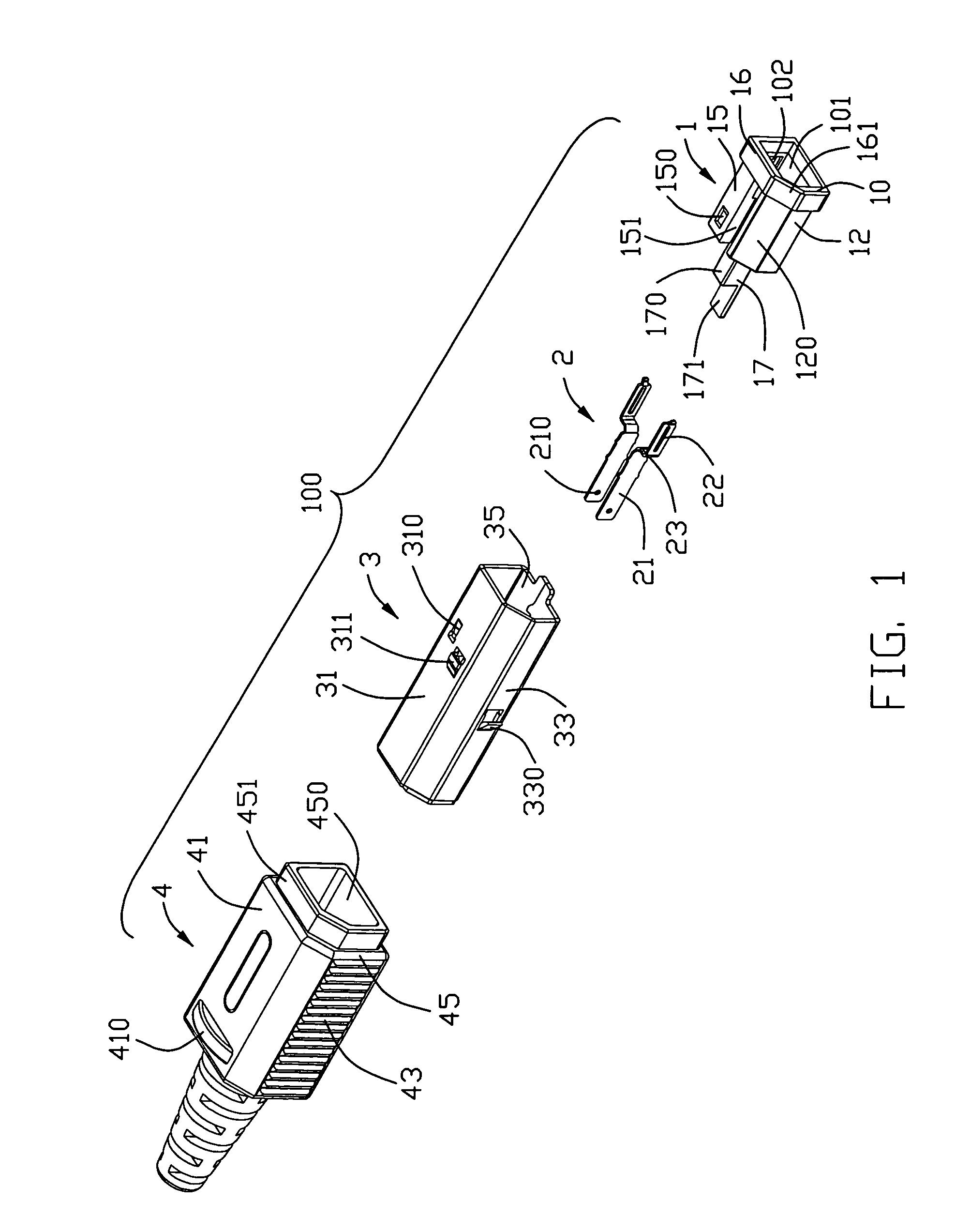 Electrical connector with contact terminals isolated from each other within the housing