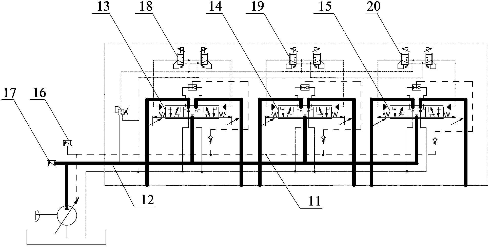 Crane and hydraulic system thereof for controlling composite motion