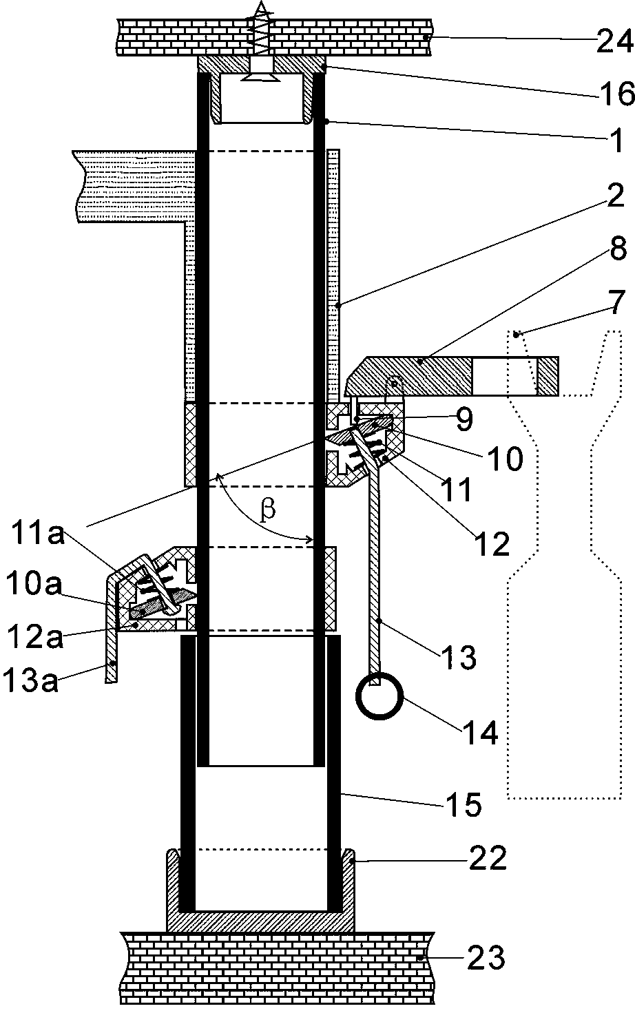 Mosquito net support with struts and sliding locks